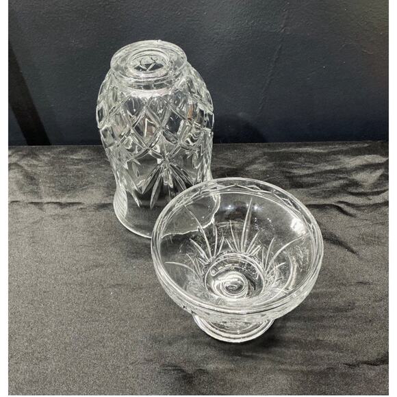 Partylite Savannah Hurricane Lamp-24% Lead Crystal 2 Pc Candle Holder Pineapple - Picture 2 of 2